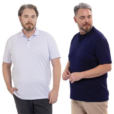 Imagem de Kit 2 Camisa Polo Masculina Plus Size Piquet Viscose Dry-Masculino