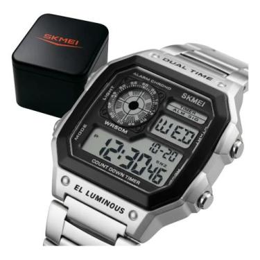 Imagem de Relógio A Prova Dágua Masculino Skmei 1335 Prata Digital - Congratulat