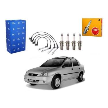 Imagem de Kit Vela Cabo Ngk Corsa Classic 1.0 2005 A 2010 - Delphi