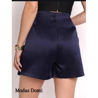Imagem de Modas Domi Short Feminino de Cetim Cintura Alta BOLSO SOCIAL PROMOÇÃO 