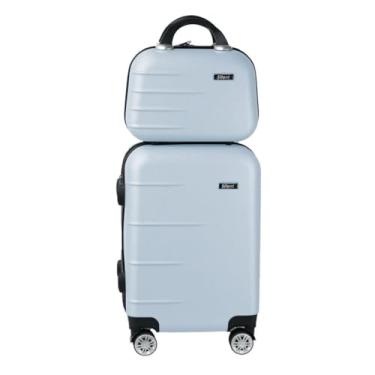 Imagem de Kit Mala de Bordo Silent Ipanema + Frasqueira - Padrão ANAC | Rígida em ABS | 4 Rodas Duplas 360° | Cadeado Numérico Integrado | Leve e Resistente (Azul Candy)