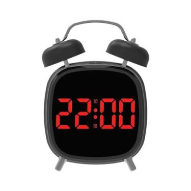 Imagem de Despertador LED Super Alto Com Controle De Voz E Campainha Dupla Para 
