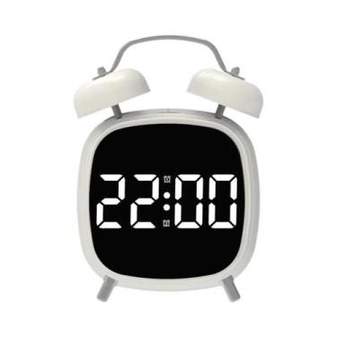 Imagem de Despertador LED Super Alto Com Controle De Voz E Campainha Dupla Para 
