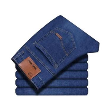 Imagem de Calças Jeans Masculinas De Luxo Leve Para Negócios 2025, Azul E Preto,