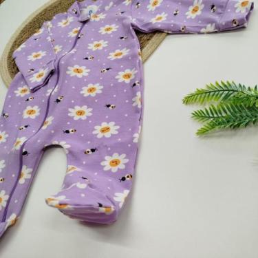 Imagem de Macacão de Zíper de Bebê Menina Roupinha de Dormir Pijama de Recém Nas