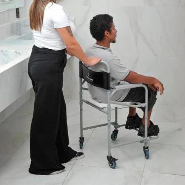 Imagem de Cadeira de Banho Higiênica Dobrável Dellamed D30 Até 100kg com Rodízio