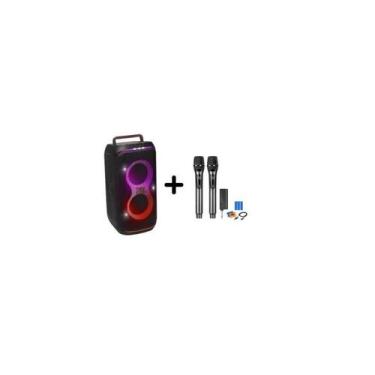 Imagem de Caixa jbl club 120, com 2 microfones sem fio recarregável, até 12h de 