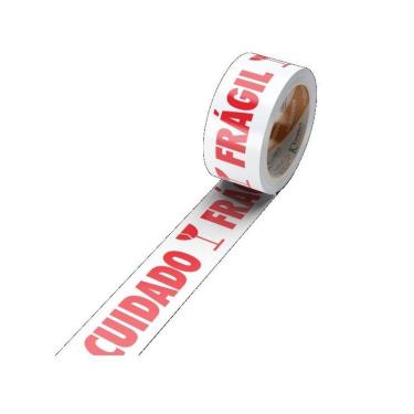 Imagem de Kit 5 Fita Adesiva Para Embalagem CUIDADO FRÁGIL 48mm x 50mts Koretech