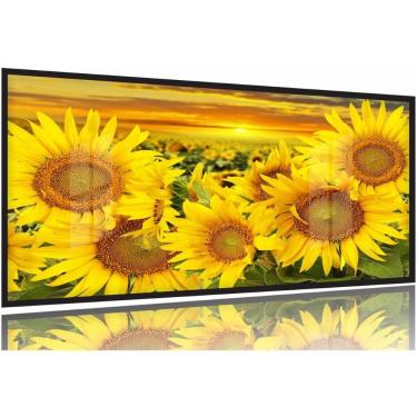 Imagem de Quadro Decorativos Girassol sala quarto 130x60 Moldura Preta 2x2