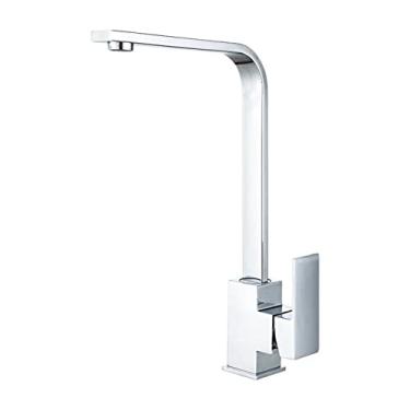 Imagem de Torneira de cozinha preta 360 graus rotação cozinha luminária filtro de água torneira torneiras de latão pia torneira misturador de água deck montado, prata, CN