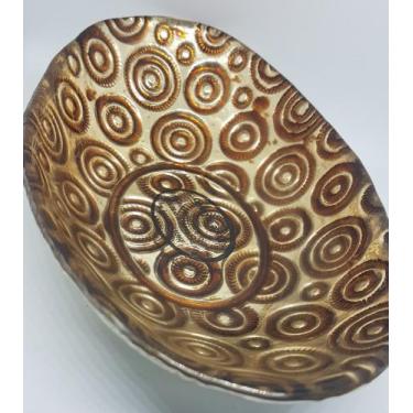 Imagem de Bowl Oval Em Vidro Dourado 18 Cm - Efecam