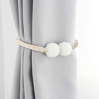 Imagem de Ganchos para cortinas, acessórios de decoração para casa, suportes de cortina magnéticos pérola, bege