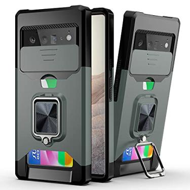 Imagem de YUNCHAO Caixa de telefone Para Google Pixel 6 Pro Design de capa de câmera deslizante PC + TPU Chefe de choque com suporte para anel e slot de cartão capa para celular