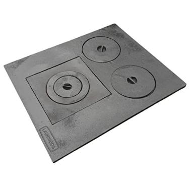 Imagem de Chapa De Ferro Fundido 69x49cm Grande 3 Bocas Fogão A Lenha