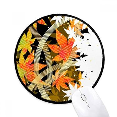 Imagem de DIYthinker Tapete de mouse com estampa de flores geométricas de folha de bordo para escritório tapete redondo para computador