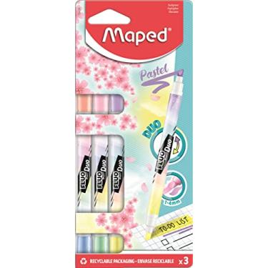 Imagem de Marca Texto Fluo Peps Caneta Duo, Maped, 734128, 3 Cores Pastel Sortidas
