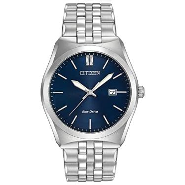 Imagem de Citizen Relógio masculino Corso Eco-Drive, Pulseira de prata, mostrador azul, Movimento de quartzo