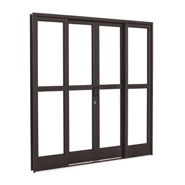 Imagem de Porta de Correr com Divisão Central Black em Aço 217 x 200 x 12 cm 4 Folhas Pratika Sasazaki