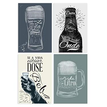 Imagem de Placas Decorativas MDF Bar Boteco 30x40cm Kit 4un