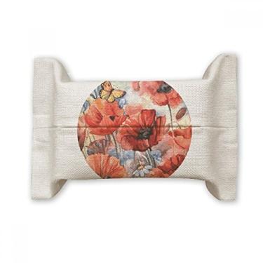 Imagem de Bolsa de linho de algodão colorida com flores para lenços faciais com borboleta colorida