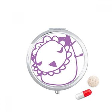 Imagem de Caixa de comprimidos de animais de desenho de pássaro simples com desenho de linha e bolso para remédios