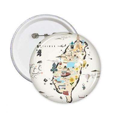 Imagem de Mapa Taiwan Características de viagem com alfinetes redondos e botões, decoração de roupas, presente 5 peças