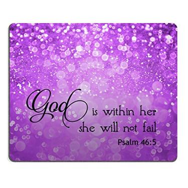 Imagem de Mousepads Smooffly Psalm 46: 5 God is Within Her,She Will not Fall- Verso da Bíblia Roxo Brilho Padrão Glitter, Sf-0018