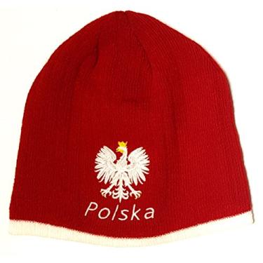 Imagem de Gorro bordado Polska para inverno, Vermelho