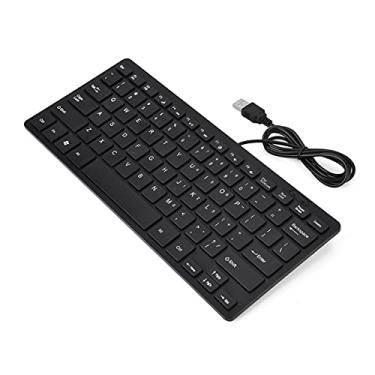 Imagem de Teclado Padrão Ultrafino de 78 Teclas, Mini Teclado Ultrafino USB Com Tampa de Gravação a Laser para Computador de Mesa, Laptop, PC (Preto)