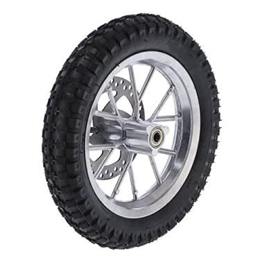 Imagem de Ymiko Roda dianteira, pneu dianteiro de borracha 12,5 x 2,7 polegadas parafusos de roda dentada de freio a disco compatíveis com 47cc 49cc 2 tempos mini Dirt Bike (B (prata))