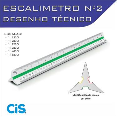 Imagem de Escalímetro Régua Triangular Plástico 30 Cm N° 2 Cis - Fenix