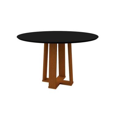 Imagem de mesa de jantar redonda com tampo de vidro isabela preta e ype 120 cm