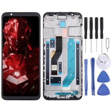 Imagem de YUNCHAO Acessórios telefônicos Para Zte Nubia Red Magic 3S Digitalizador de tela LCD Montagem completa com quadro (preto) Substituição do telefone celular