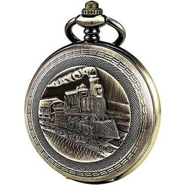 Imagem de Relógio de bolso, relógio de bolso masculino, relógio de bolso 3d, trem a vapor, relógio de bolso mecânico, relógio automático para homens