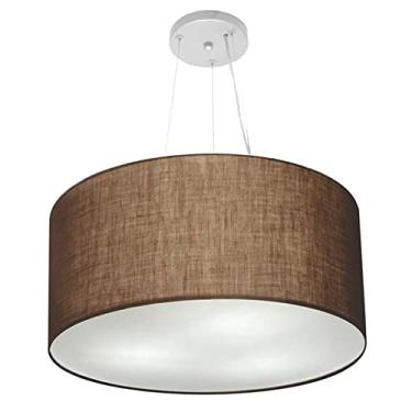 Imagem de Lustre Pendente Cilíndrico Cúpula Tecido 50x30 cm, Vivare Iluminação, Pendente4189 LC, Café, Médio