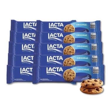 Imagem de Cookies Chocolate Ao Leite Lacta Kit 10 Pacotes De 80G