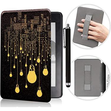 Imagem de Capa para leitor digital Kindle Paperwhite anterior a 2018 com alça de mão e caneta sensível ao toque, capa ultrafina de couro PU com função automática despertar/hibernar, apenas adequada para modelos DP75SDI ou EY21