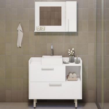 Imagem de Armário De Banheiro 3 Portas 1 Nicho Com Espelho Branco Cnj10