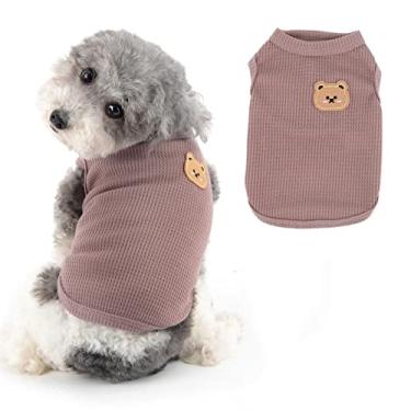 Imagem de Ranphy Camiseta Waffle para cães pequenos, meninas, meninos, urso, cachorrinho, roupas sem mangas, roupas para gatos pequenos, verão, primavera, cachorrinho, roxo, G