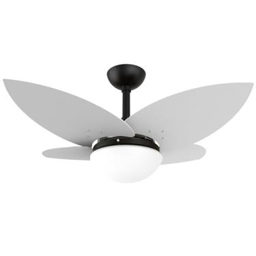 Imagem de Ventilador De Teto Lótus 1025 Com 4 Pás Mdf Luxo Marca Infinity (127v, BRANCO TEXTURIZADO COM PÁS PRETO)