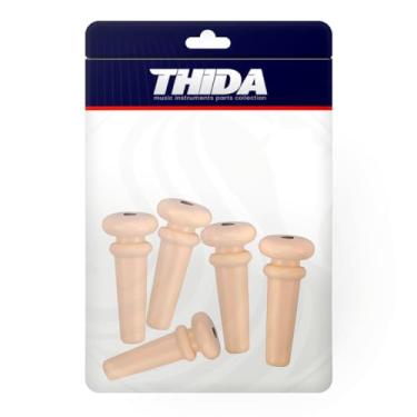 Imagem de Kit 5 Pinos Para Baixolão Abs Cor Marfim Natural Com Bolinha