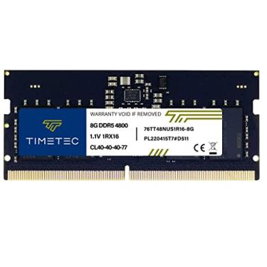 Imagem de Timetec 8 GB DDR5 4800 MHz PC5-38400 sem buffer, não-ECC 1,1 V CL40 1Rx16 classificação única 262 pinos SODIMM módulo de memória RAM para laptop (8 GB)