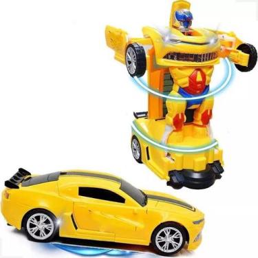 Imagem de Brinquedo Carro Robô Camaro Amarelo Transformers Carro Bumblebee Vira