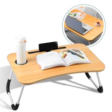 Imagem de Genérico Mesa Portátil Dobrável para Notebook até 15,6'' - Ideal para Home Office, com Porta-Copos e Porta-Tablet, Estrutura Antideslizante e Leve