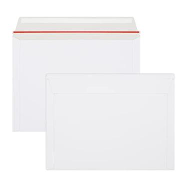 Imagem de Pacote com 50 envelopes rígidos de 24 x 31 cm, envelopes autoselantes para documentos com foto ficam lisos, envelopes para transporte de papelão branco para documentos, fotos, papéis, arquivos, CD da zmybcpack