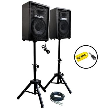 Imagem de KIT CAIXA DE SOM ATIVA PASSIVA DATREL 8" 300W RMS TRIPE BT