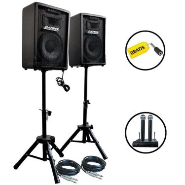Imagem de CAIXA SOM ATIVA PASSIVA DATREL MESA 8" 300W RMS TRIPÉ MICROF