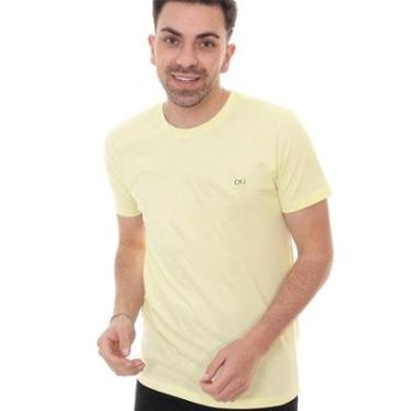 Imagem de Camiseta Calvin Klein Jeans Masculina Round Small Logo Amarela-Masculino