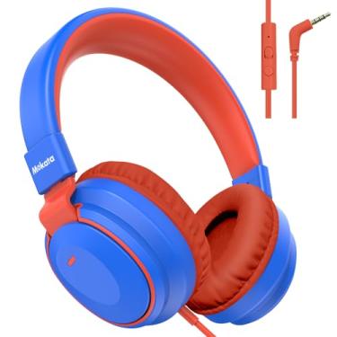 Imagem de Fone de ouvido infantil com volume limitado, 85/94 dB, fone de ouvido dobrável com cabo auxiliar de 3,5 mm, microfone para crianças, meninos, meninas, crianças, de volta às aulas, tablet azul