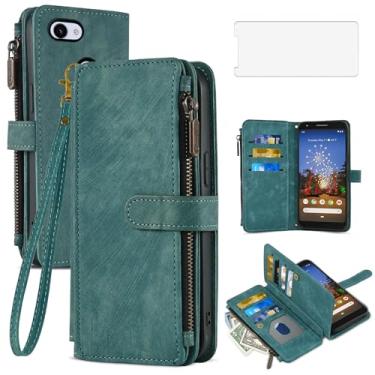 Imagem de Asuwish Capa de telefone para Google Pixel 3a capa carteira e protetor de tela de vidro temperado couro flip suporte suporte cordão alça de pulso slot acessórios para celular Pixel3a Pixle a3 mulheres